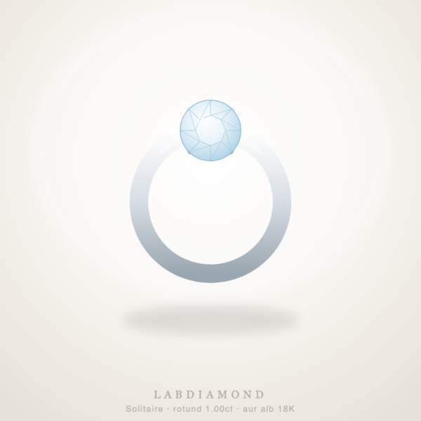Inel de logodnă solitaire — diamant rotund 1.00ct, aur alb 18K