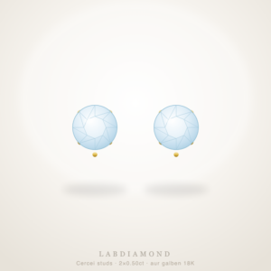 Cercei studs — diamante rotunde 2×0.50ct, aur galben 18K
