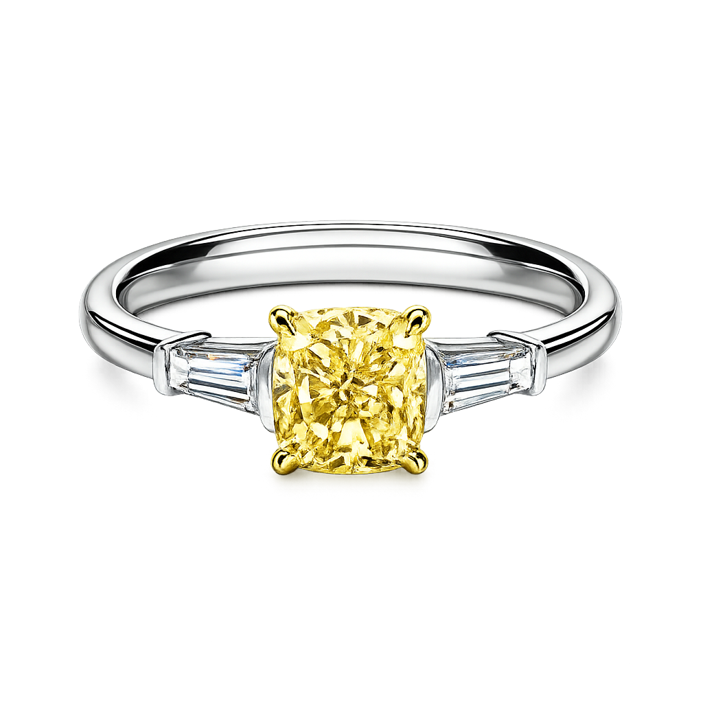 Inel cu diamant galben 2 ct